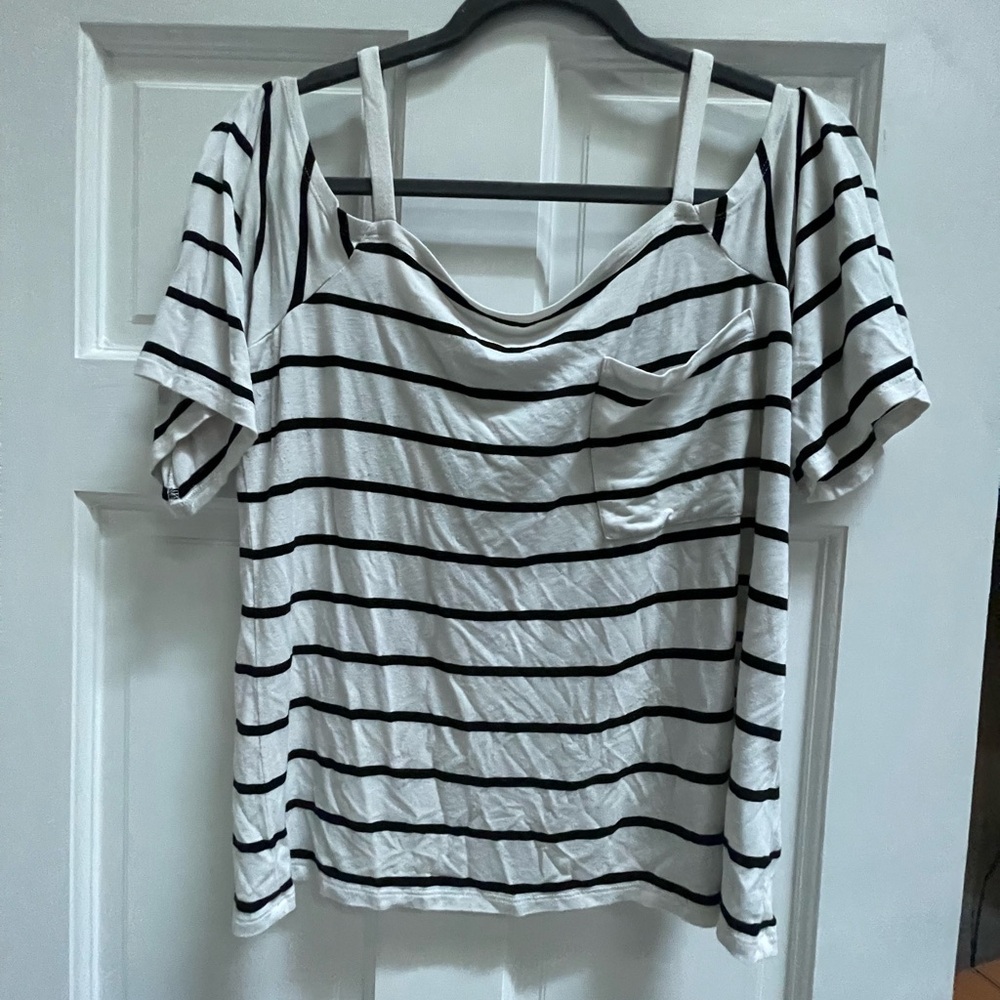 White House Black Market Asymmetrical Short Sleeve T-Shirt